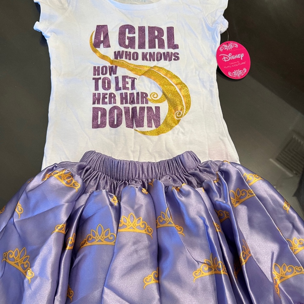 Disney Tutu Couture RAPUNZEL 2 pc set Tutu & Tee Size 6/6X NEW Disney Princess